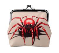 Portamonete da donna in pelle con piccolo ragno rosso, piccolo portafoglio con chiusura a bacio, mini porta carte per chiavi, rossetto, carino portamonete da viaggio