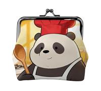 Portamonete da donna in pelle con pompiere panda, piccolo portafoglio con chiusura a bacio, mini porta carte per chiavi, rossetto, carino portamonete da viaggio