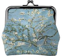 Portamonete da donna in pelle con rami di mandorlo in fiore, piccolo portamonete con chiusura Kiss-Lock Portafoglio con fibbia per regalo per ragazza