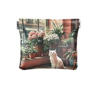Portamonete da donna in pelle con scritta "Happy Bride Groom", impermeabile, per matrimonio, Negozio Fiorista Affascinante Feline Serenity, 1 size, moderno