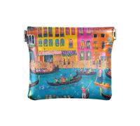 Portamonete da donna in pelle con scritta "Happy Bride Groom", impermeabile, per matrimonio, Vivace dipinto dettagliato Venezia Italia, 1 size, moderno