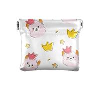 Portamonete da donna in pelle con simpatico animale, con corona, con chiusura portatile, porta carte di credito per le donne, Corona di gatto animale carino del fumetto, moderno