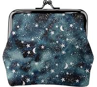 Portamonete da donna in pelle con stelle e lune, cielo di mezzanotte, piccolo portamonete con chiusura a lucchetto a bacio e fibbia, regalo per ragazza, Come nella foto, Taglia unica, Organizer per