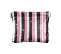 Portamonete da donna in pelle con strisce rosse e nere a forma di cuore per San Valentino, portamonete unico per borsa per ragazze e signore, San Valentino rosso e nero cuore strisce, Decorazione