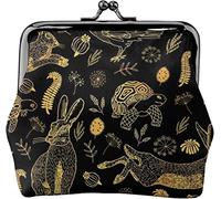 Portamonete da donna in pelle con tartaruga e lepre nero seppia, piccola pochette per il resto con portafoglio con fibbia e chiusura Kiss-Lock per regalo per ragazza
