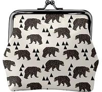 Portamonete da donna in pelle con tessuto Geo Bear, piccolo portamonete con chiusura Kiss-Lock Portafoglio con fibbia per regalo per ragazza