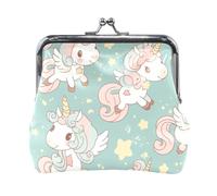 Portamonete da donna in pelle con unicorni sognanti