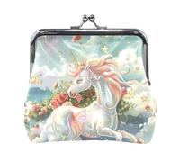 Portamonete da donna in pelle con unicorni volanti, mini custodia per cosmetici da viaggio per uomo e donna