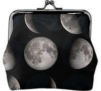 Portamonete da donna in pelle della collezione Final Frontier Phases Moon, piccolo portamonete con chiusura Kiss-Lock Portafoglio con fibbia per regalo per ragazza