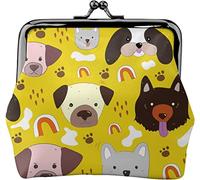Portamonete da donna in pelle gialla con impronte di cane e impronte, piccolo portamonete con chiusura a lucchetto a bacio e fibbia portafoglio per ragazza regalo, Come nella foto, Taglia unica,