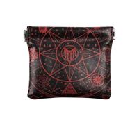 Portamonete da donna in pelle gotica rosso nero per Halloween Tarocchi astrologia piccolo portamonete in pelle carino porta carte per donna ragazza