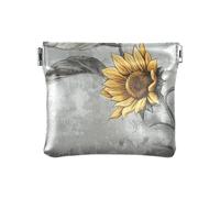 Portamonete da donna in pelle grigio girasole rustico carino borsa per il trucco borsa cambiamento borsa per donna, Girasole rustico, grigio, 1 size, moderno