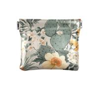 Portamonete da donna in pelle impermeabile con fiori primaverili, narcisi, cactus, per donne e ragazze, Fiori Primavera Narciso Cactus, 4.33"(L) x 3.74"(W) x 0.39"(H), classico