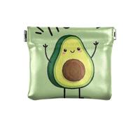 Portamonete da donna in pelle, impermeabile, motivo: Hello Cartoon con avocado verde, Ciao Cartoon carino avocado verde, 1 size, Stampa artistica
