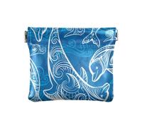 Portamonete da donna in pelle impermeabile organizer sacchetti per ragazze donne signore blu onda delfino pesce, Multicolore, 1 size, Moderno/adattabile