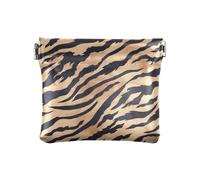 Portamonete da donna in pelle marrone chiaro con stampa animale, comoda borsa per il trucco, borsa per cambiare, per donne