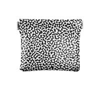 Portamonete da donna in pelle nera bianca linea labirinto corallo donna ragazza mini astuccio cosmetico unico, Black White Line Labirinto Corallo, 1 Size, Accessorio da viaggio