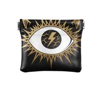 Portamonete da donna in pelle nera e oro Devil Eye, comodi sacchetti per cosmetici per le donne