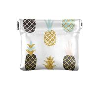 Portamonete da donna in pelle, organizer unico per oggetti personali, per ragazze e donne, motivo creativo ananas tropicale hawaiano oro glitter, modello creativo ananas tropicale hawaiano oro