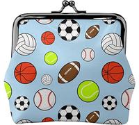 Portamonete da donna, in pelle, per calcio, rugby, baseball, basket, piccolo portamonete con chiusura a lucchetto a bacio e fibbia, regalo per ragazza, Come nella foto, Taglia unica, Organizer per