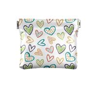 Portamonete da donna in pelle per ragazze donne signore porta carte organizzatori di denaro carino, amore disegnato a mano bianco, bianco amore disegnato a mano, taglia unica, accessorio da viaggio,