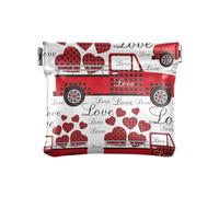 Portamonete da donna, in pelle, portatile, con motivo a forma di camioncino dell'amore e cuore, per San Valentino, uomo e donna, Amore Camion E Cuore Forma Modello Per San Valentino, 1 Size,