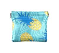 Portamonete da donna in pelle PU accessori da viaggio unico, ananas in onde marine blu, Ananas In Onde Del Mare Blu, 1 Size, Accessorio da viaggio