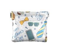 Portamonete da donna in pelle PU carino borsa per trucco borsa cambiamento borsa per donne ragazze felice festa del papà modello cravatta, Papà Felice Festa Modello Cravatta, 1 size,