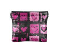 Portamonete da donna in pelle PU con amore romantico nero e pesca per San Valentino comodo organizer per chiavi per carte di credito per donne ragazzi ragazze