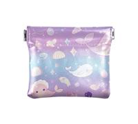 Portamonete da donna in pelle PU con animali marini colorati pastello, comodo porta monete, organizer per carte, per donne, ragazzi e ragazze, pastello colorato animale marino sognante, Decorazione