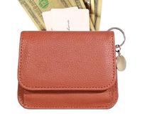 Portamonete da donna, in pelle PU con cerniera, compatto e fatto a mano, piccolo portafoglio da viaggio per documenti, chiavi, Marrone, Fare riferimento alla descrizione, Unisex