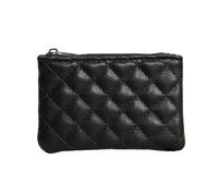 Portamonete da donna in pelle PU con cerniera portafogli sacchetto plaid stampa cambio borse porta biglietti da visita mini borsa portamonete da donna, Nero , Taglia unica