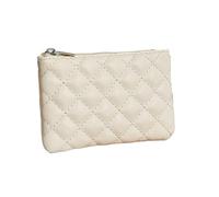 Portamonete da donna in pelle PU con cerniera portafogli sacchetto plaid stampa cambio borse porta biglietti da visita mini borsa portamonete da donna, bianco, Taglia unica