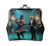 Portamonete da donna in pelle PU con chiusura a lucchetto a bacio, mini borsa per cambio, Lady Bear danza Halloween, One Size, Cartoni