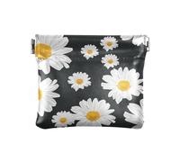 Portamonete da donna in pelle PU con chiusura a portafoglio porta carte portatile, margherita fiori di camomilla nero bianco, margherita fiori di camomilla nero bianco, taglia unica, accessorio da
