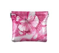 Portamonete da donna in pelle PU con cuore e bolle di sogno, impermeabile, per donne, ragazzi, ragazze, Graziosa farfalla rosa acceso, 1 size, moderno