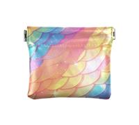 Portamonete da donna in pelle PU con cuore e bolle di sogno, impermeabile, per donne, ragazzi, ragazze, Scaglie di drago arcobaleno scintillanti, 1 size, moderno