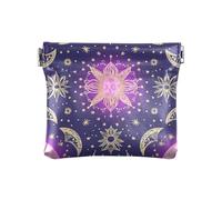 Portamonete da donna in pelle PU con luna misteriosa viola, mini borsa per il trucco per donne, ragazzi e ragazze