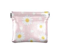 Portamonete da donna in pelle PU con margherite e cuori, portatile, per ragazze e donne