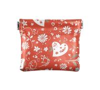 Portamonete da donna in pelle PU con motivo cachemire e fiore e cuore, borsa per il trucco