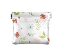 Portamonete da donna in pelle PU con motivo floreale, stile scarabocchio, mini borsa per il trucco, per donne e ragazze, Doodle floreale, 4.33"(L) x 3.74"(W) x 0.39"(H), classico