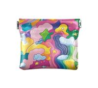 Portamonete da donna in pelle PU con nuvole colorate astratte, con stelle e nuvole, comodo mini portafoglio per, astratto, cartone animato, colorato, nuvola, 1 size, moderno