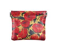 Portamonete da donna in pelle PU con pittura a olio con rosa rossa, stile retrò, gioiello unico per le donne