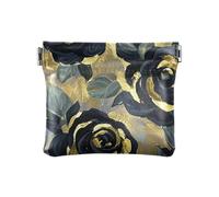 Portamonete da donna in pelle PU con rose gotiche nere e dorate, mini astuccio per cosmetici per donne e ragazze