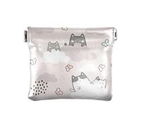 Portamonete da donna in pelle PU con simpatici gatti in cielo borsa da donna borsa per il trucco borsa impermeabile, Carino Gatti Carino Nel Ci, 1 Size, Accessorio da viaggio
