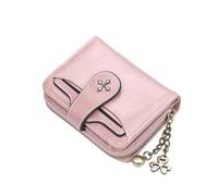 Portamonete da donna in pelle PU corto europeo e americano moda fibbia portafoglio cerniera, rosa, Taglia unica