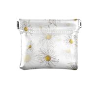 Portamonete da donna in pelle PU portatile, organizer per chiavi e carte, modello senza cuciture, camomilla bianca, donne ragazze, motivo senza cuciture camomilla bianco, taglia unica, accessorio da