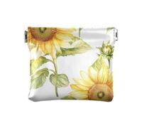 Portamonete da donna in pelle rustica con girasoli, comodo mini beauty case per donne, ragazzi e ragazze, Girasoli rustici, 4.33"(L) x 3.74"(W) x 0.39"(H), classico