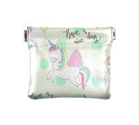 Portamonete da donna in pelle unico organizer per uomini donne viaggio unicorni cartoni animati Have a Nice Day, Multicolore, 1 size, Moderno/adattabile