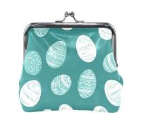 Portamonete da donna in pelle verde e bianco con uova di Pasqua carino mini portafoglio porta carte per le donne